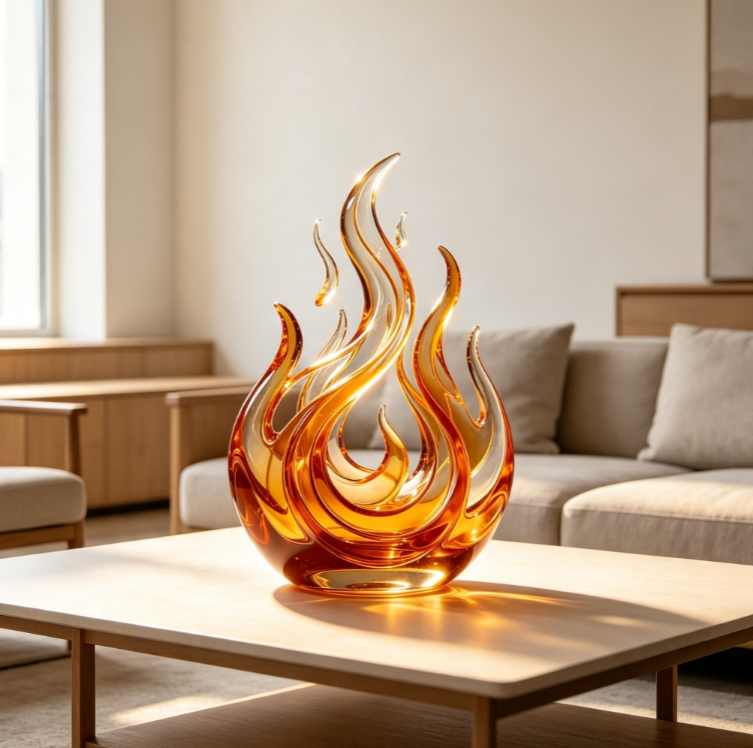 Flame‑shaped Resin Art Ornament