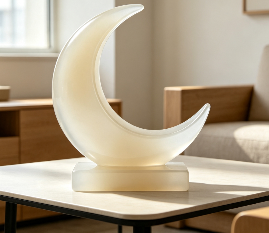 Abstract Moon Resin Tabletop Sculpture