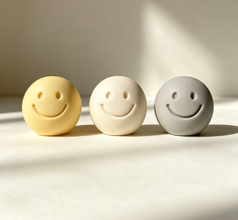 Smiley Face Round Resin Decor Set