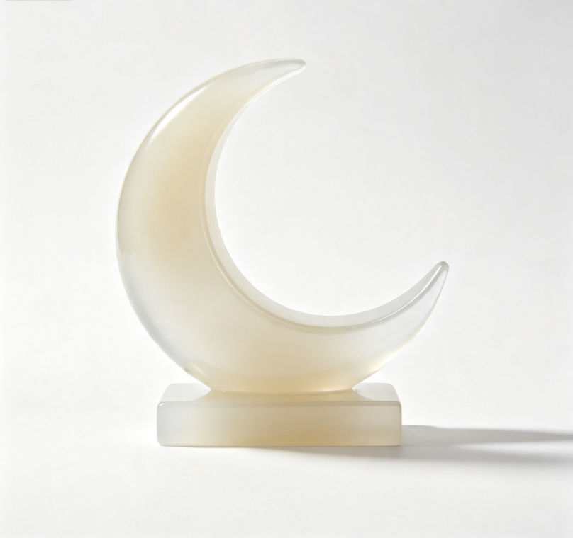 Abstract Moon Resin Tabletop Sculpture