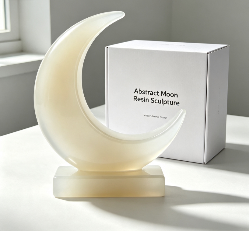 Abstract Moon Resin Tabletop Sculpture